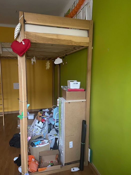 Łóżko piętrowe z litego dębu 180 cm wysokie na materac 200x90
