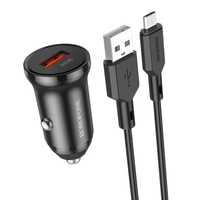 Borofone Ładowarka Samochodowa Bz18 - Usb - Qc 3.0 18W Z Kablem Usb