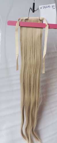 Doczepiane włosy, treska, kucyk baleyage blond 24#613, 85 cm