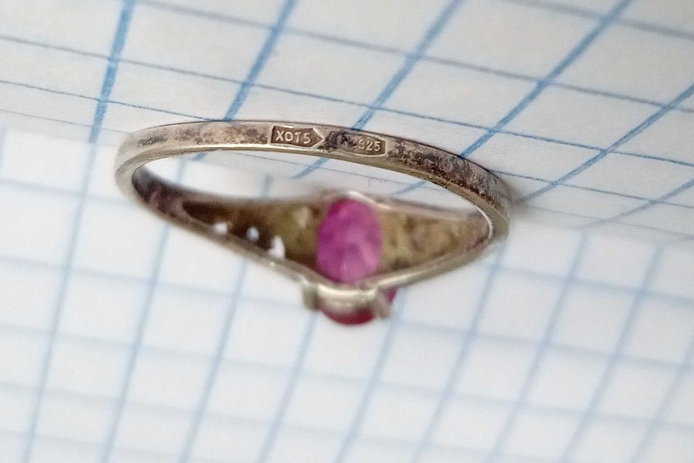 Вінтажне Кольцо колечко з розовим камнем Срібло 925 проба, вінтаж