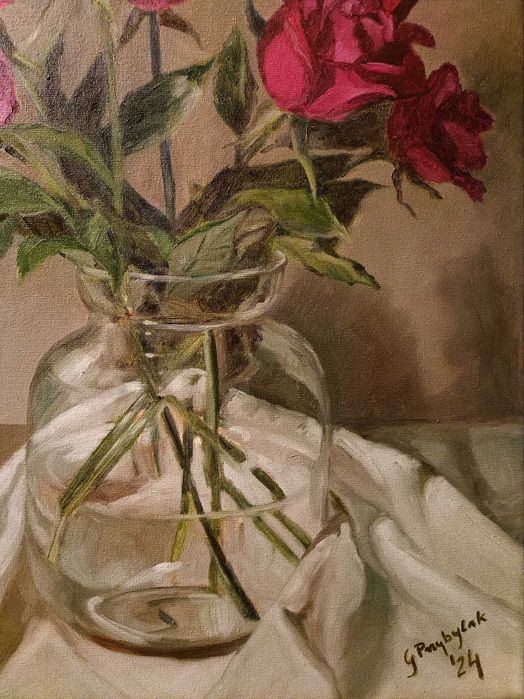 Różany bukiet, obraz olejny 40x50 cm