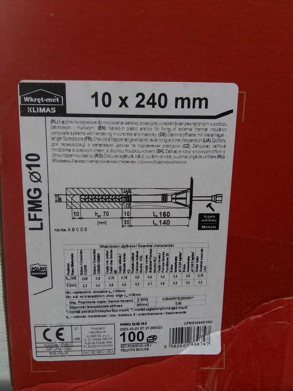 Kołki do styropianu trzpień metal dł. 24cm