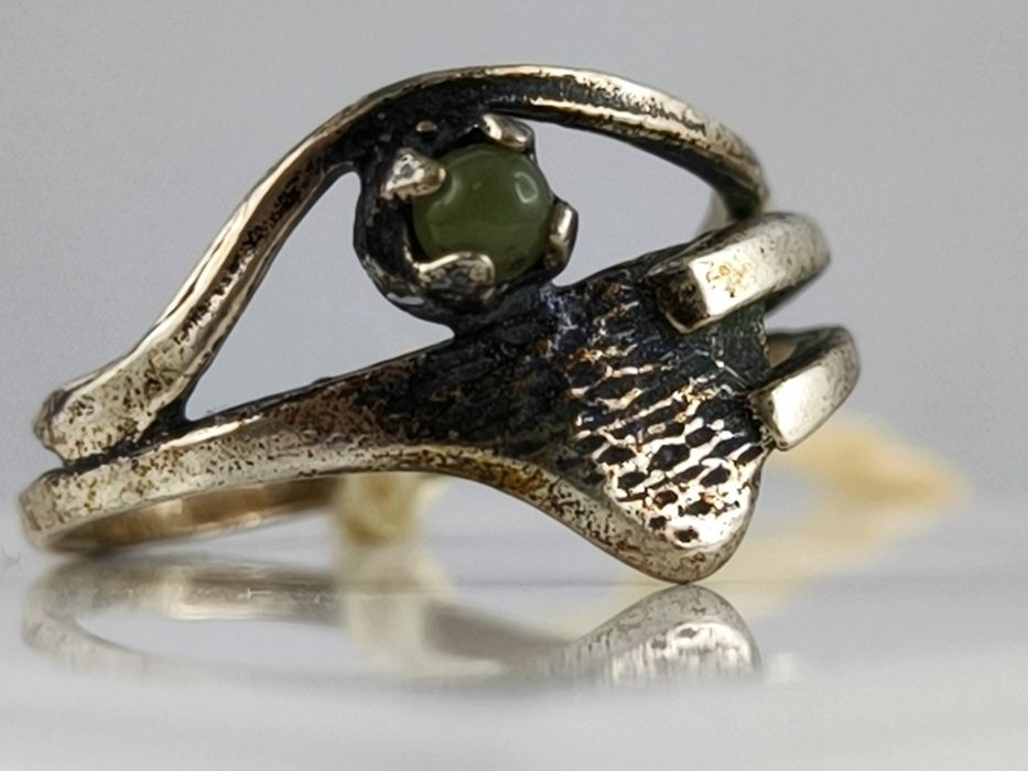 Warmet - RESOVIA Srebrny PIERŚCIONEK z Zielonym Kamieniem P800 z Metką