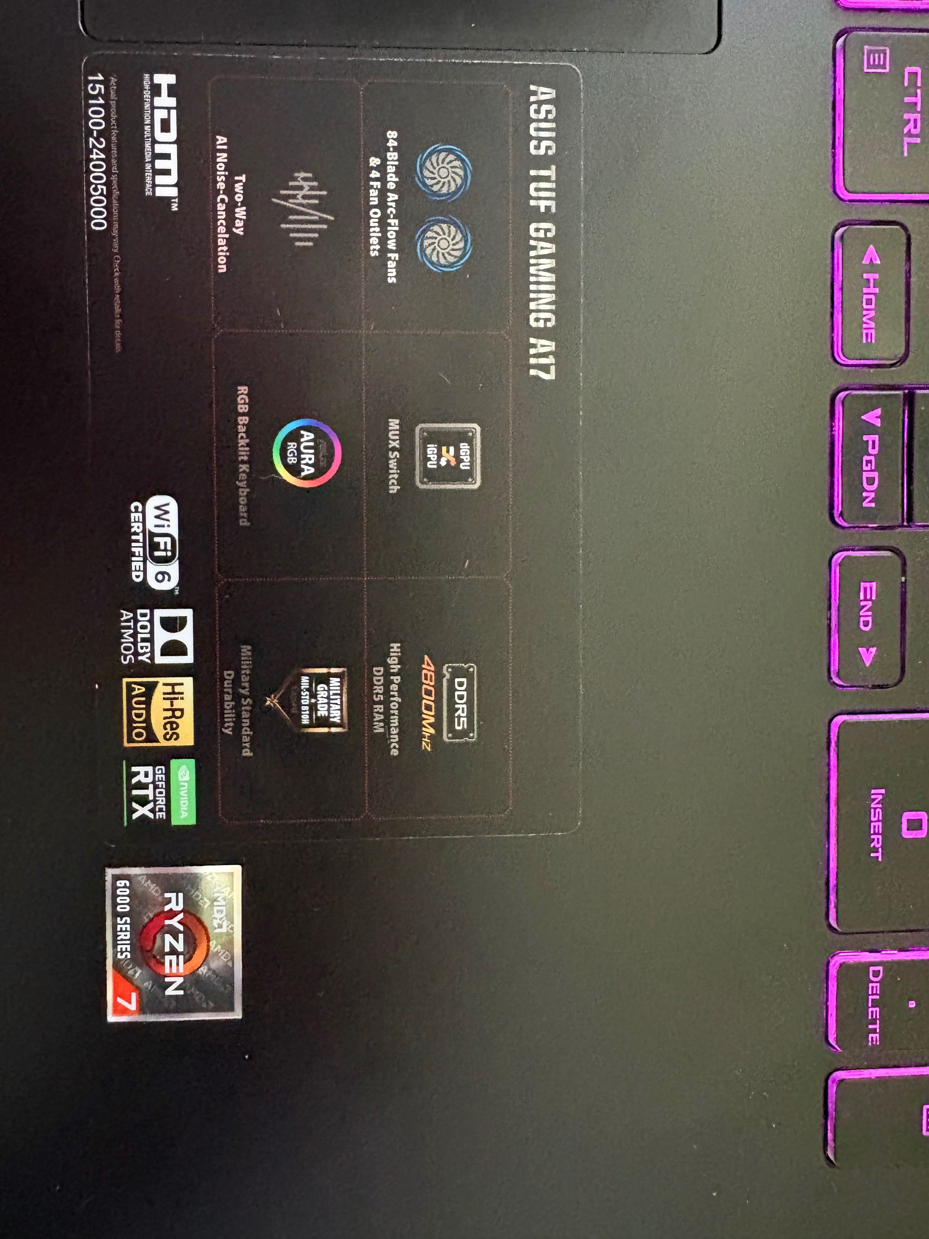 Laptop Asus tuf r7 6800h rtx 3050 16gb ram ddr5