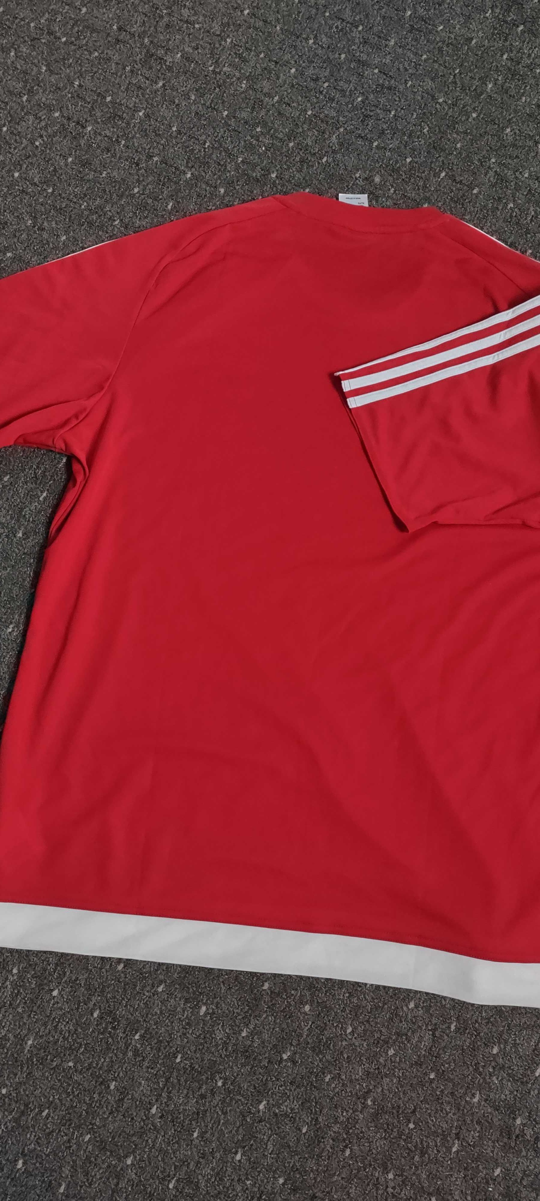 Piękny T-shirt sportowy Adidas bordowo biały XL