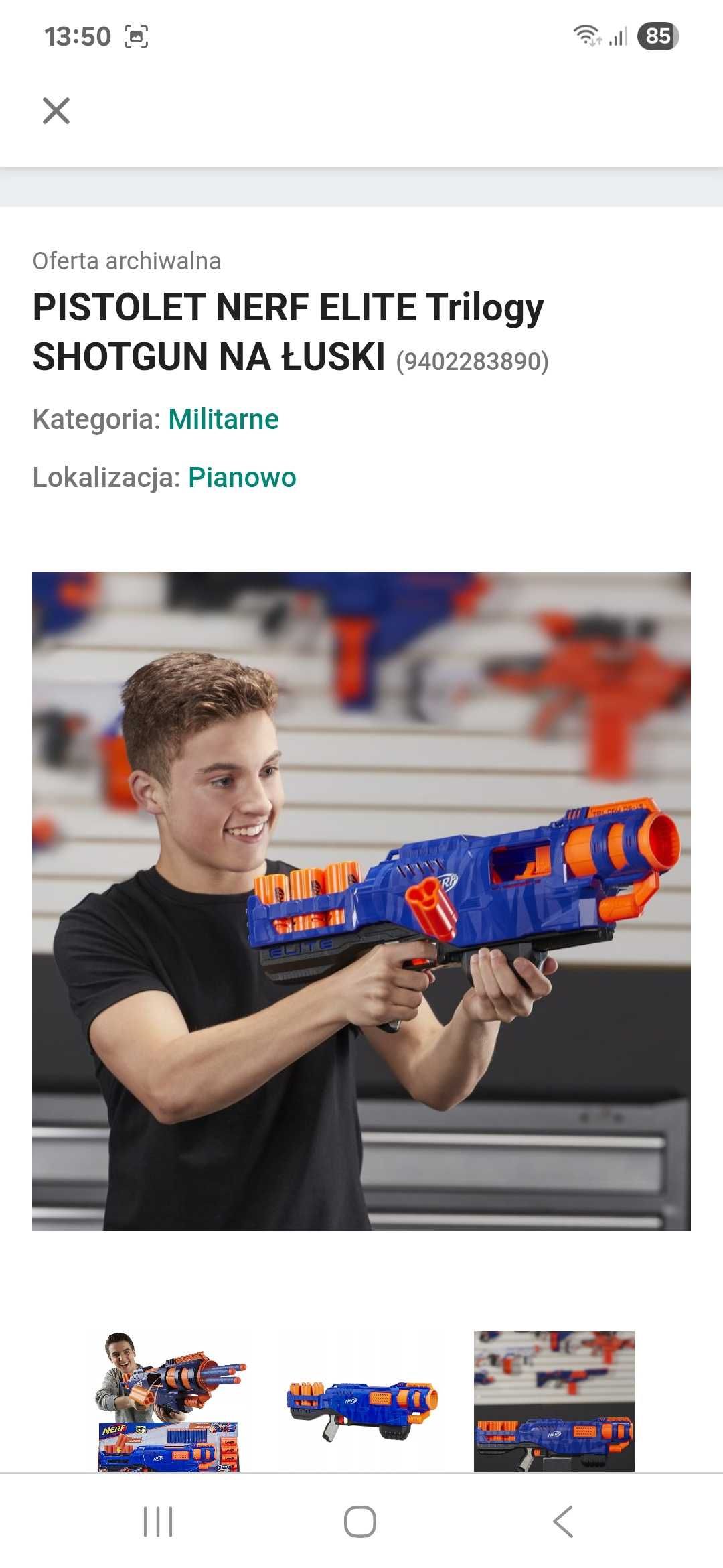Pistolet Nerf N-strike Elite Trilogy kamizelka opaska naboje 37 sztuk