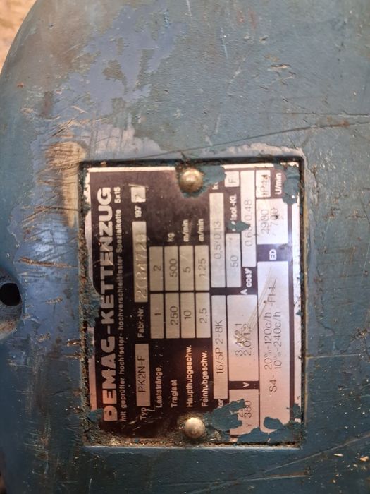 Wciągarka łańcuchowa DEMAG PK2N-F 500 kg, 380V, pilot, sprawna