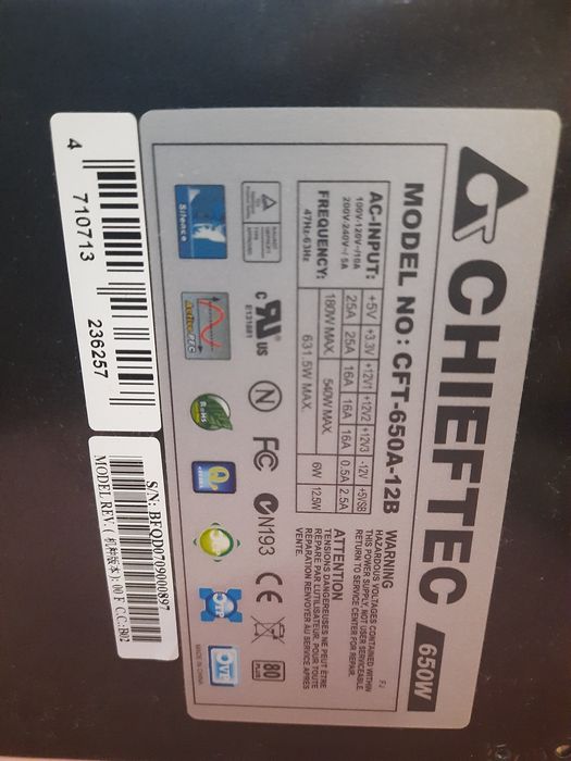 Chieftec 650W блок живлення
