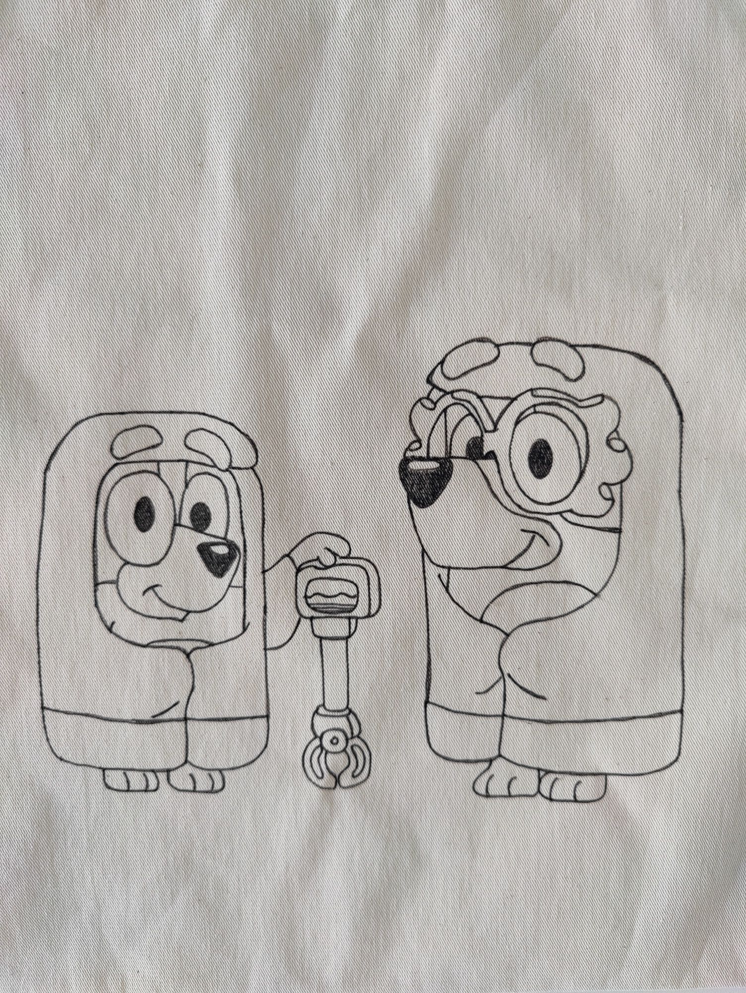 Mocna torba materiałowa na zakupy Bluey. Bluey Bingo babunie.