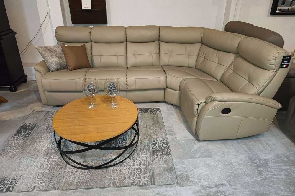 Od ręki -20% Narożnik LIMA II - gruba skóra, spanie relaks elektryczny