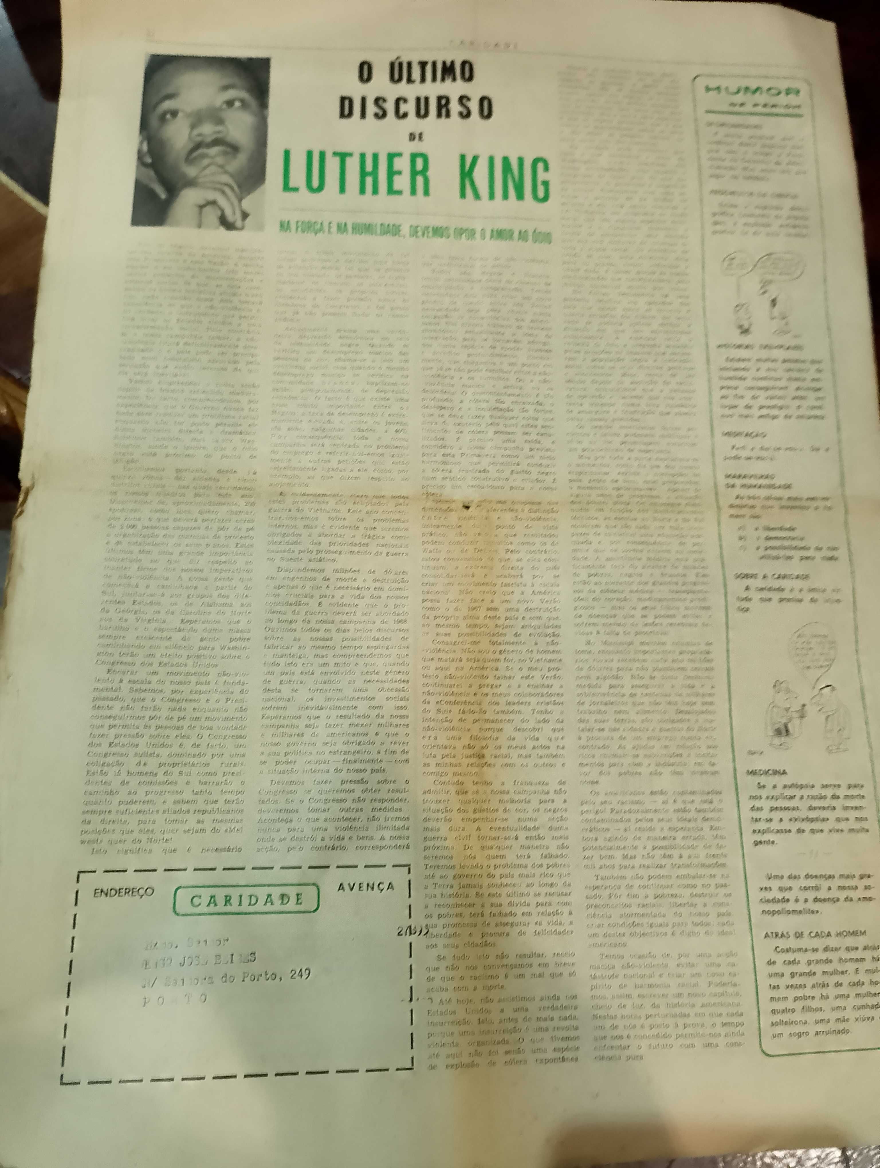 Jornal Caridade 1972 "Religião" Padre Marinho A. Cia