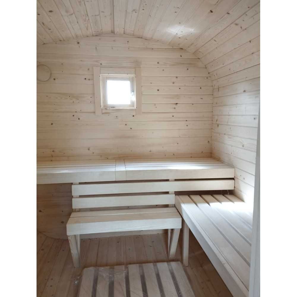 Sauna beczka 3,4 m Quatro z przedsionkiem zamkniętym + piece