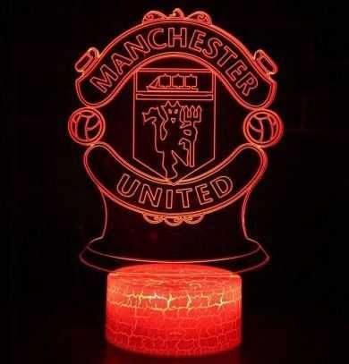 Lampka Nocna Dla Dzieci Manchester United 3D LED + Pilot