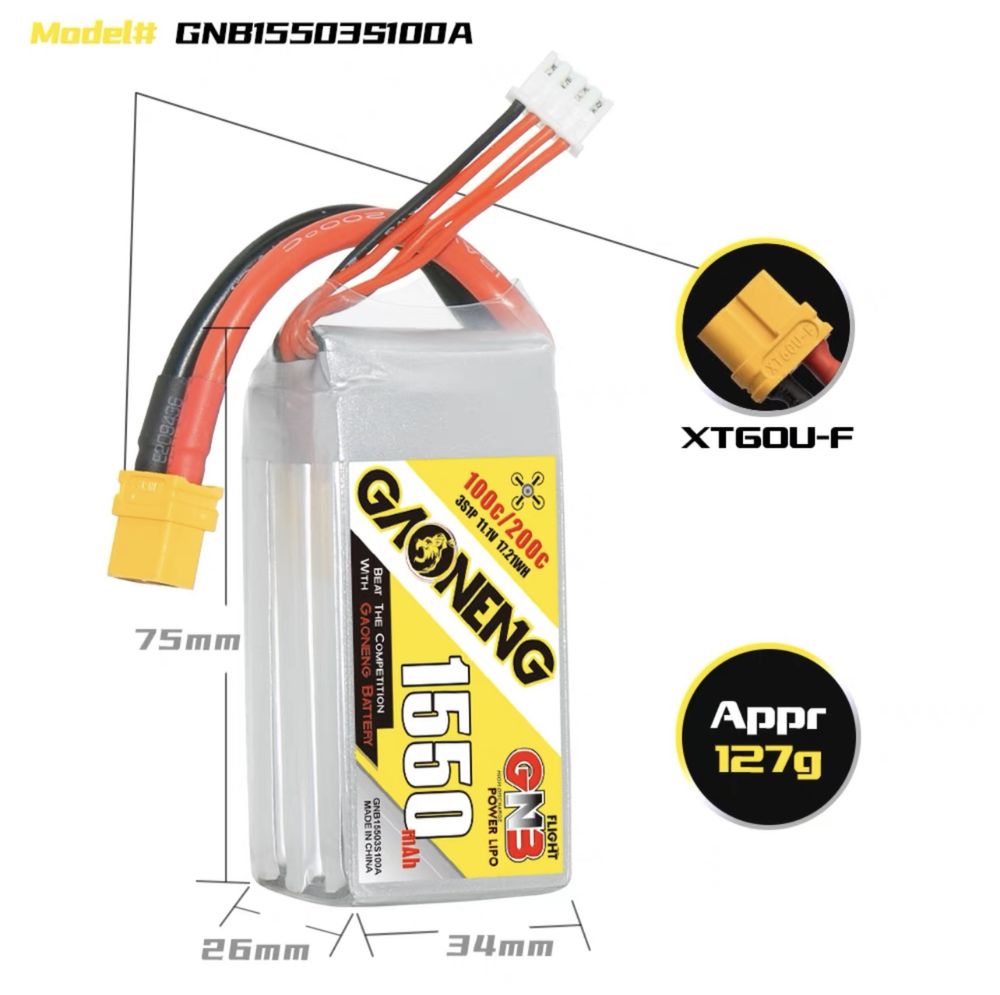 Lipo 1550mAh 3S 100C 11.1V