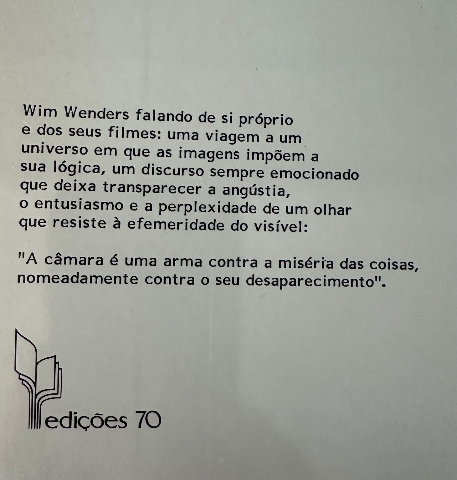 A Lógica das Imagens - Wim Wenders - 1990