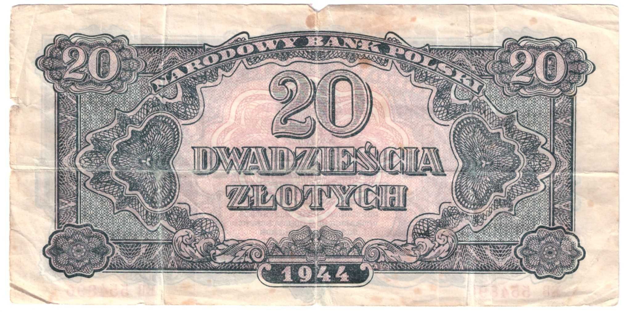 Banknot 20 złotych 1944 - obowiązkowym - EB - st. 5/6