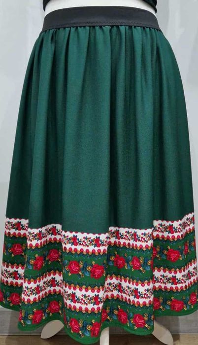 Spódnica butelkowa zieleń, kwiaty dołem, 3XL(46)