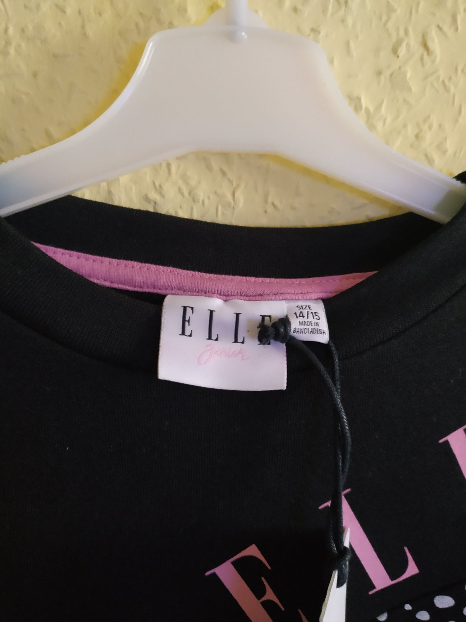 NOWA Bluza czarna ELLE miękka, oversize cropped crop 14-15 lat