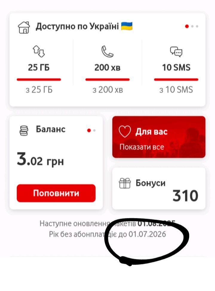 166грн/мес.Красивый номер.ххх.ххх.х444. оплачен до01.07.2026