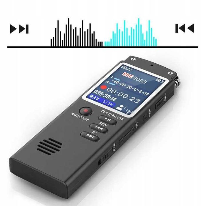 Dyktafon Podsłuch Szpiegowski LCD 16GB USB MP3 Aktywacja Głosem Zestaw