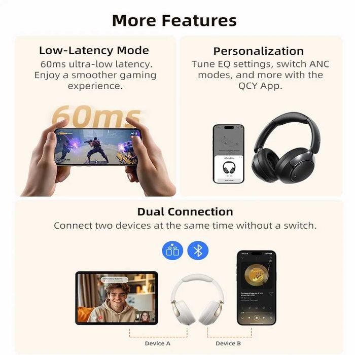 Навушники QCY H3 Pro Hi-Res LDAC ANC 50dB Noise Canceling BT5.4