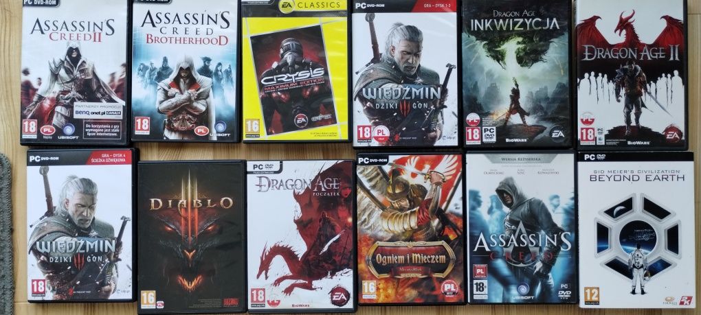 Gry na PC oryginały 27 sztuk assassin's Wiedźmin król nazguli inne