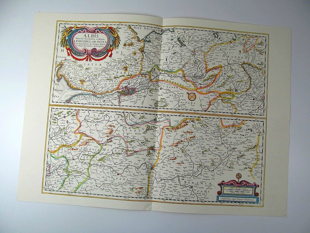 stara duża mapa miśnia czechy brandenburgia 60x43