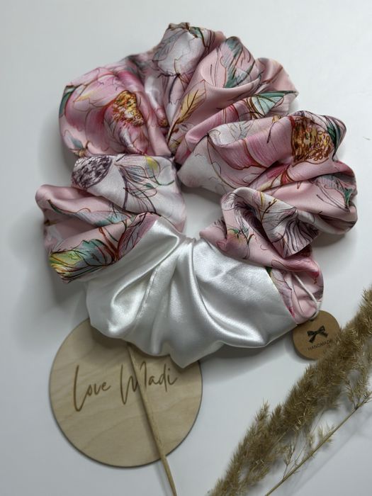 Scrunchie duza xl satynowa handmade