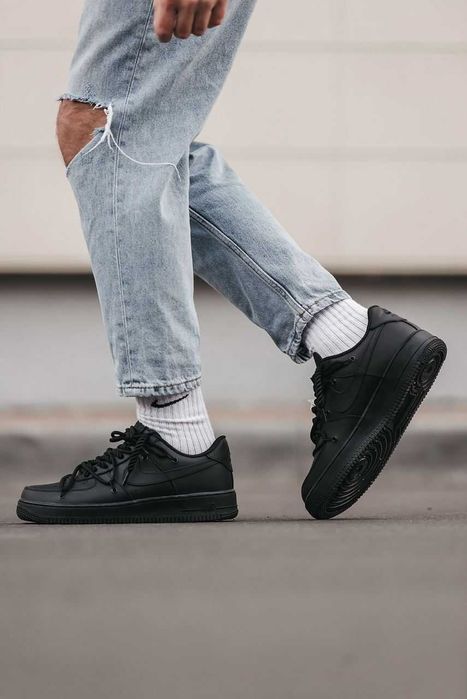 Кросівки Nike Air Force 1 Low Custom Off shoelaces Black premium