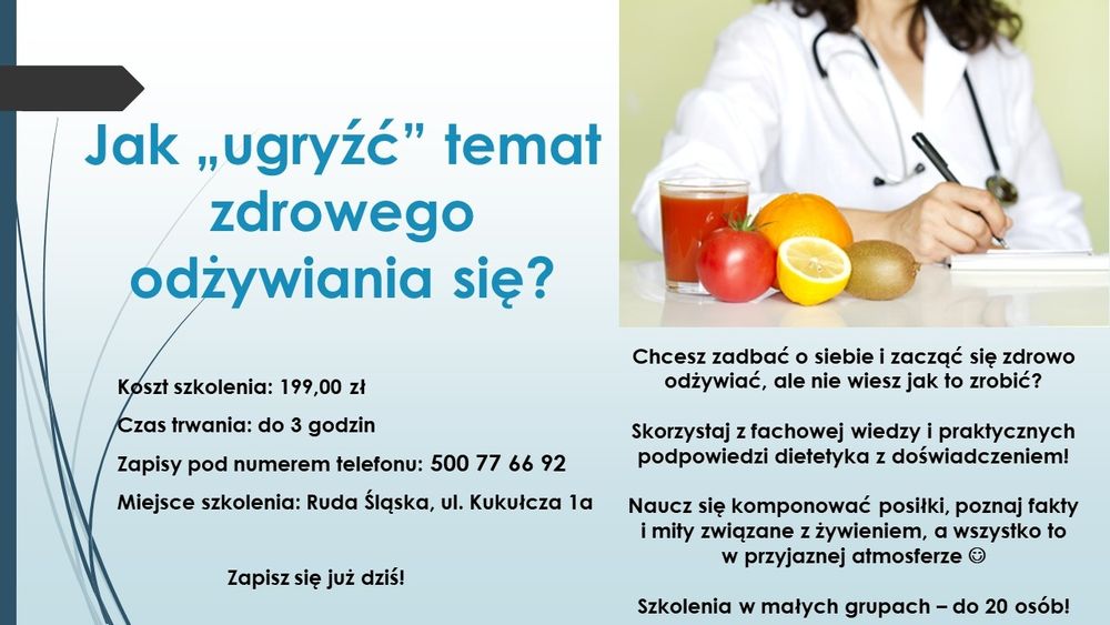 Spotkanie z profesjonalnym Dietetykiem- Szkolenie dla każdego