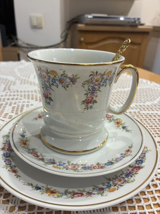 Zestaw do kawy/herbaty pozłacany