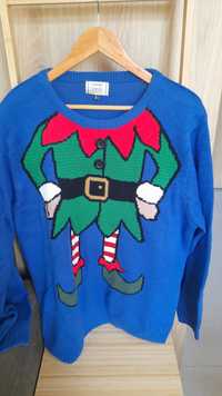 Sweter swiateczny niebieski z elfem George L