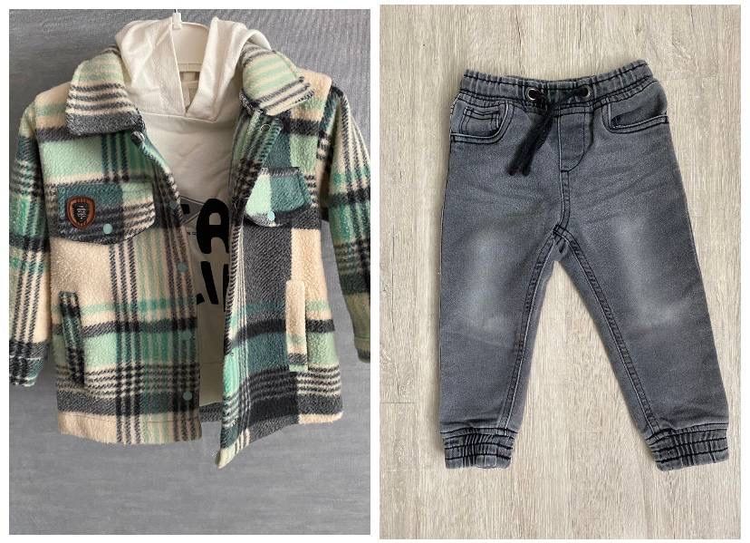 Нарядный костюм на осень,джинсы,худи,флисовая рубашка