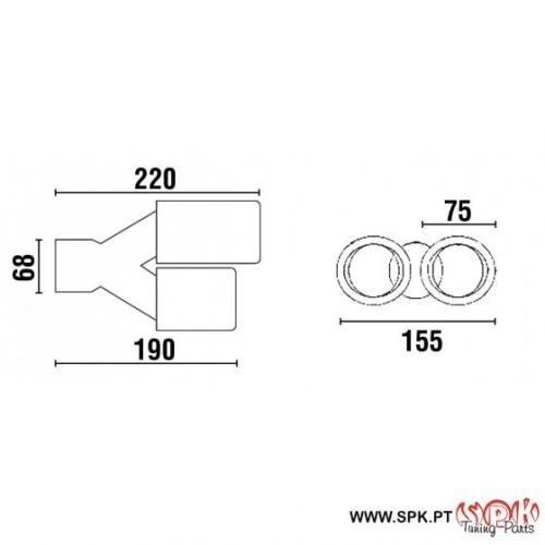 Ponteira de Escape Inox Dupla 2x75mm - Nova