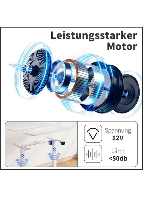 Biurko elektryczne białe – regulacja wysokości & pamięć ustawień