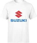 Koszulka męska Suzuki logo Motocykle biała 100% BAWEŁNA rozm. M