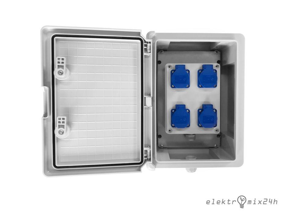 Rozdzielnica hermetyczna IP65 gotowa, gniazda 4x16A 230V z uziemieniem