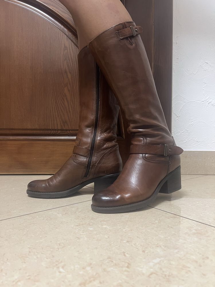 Сапоги ботфорты clarks 40 размер 26,8 см натуральна шкіра, шерсть