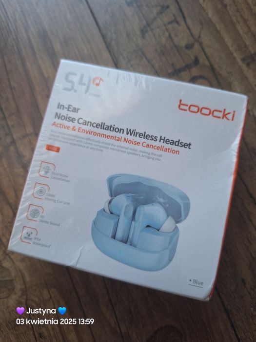 Nowe słuchawki bluetooth 5.4 ANC ENC niebieskie