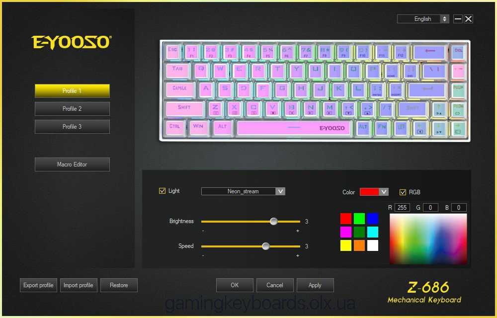 E-YOOSO Z686 НОВА механічна ігрова клавіатура з RGB підсвіткою