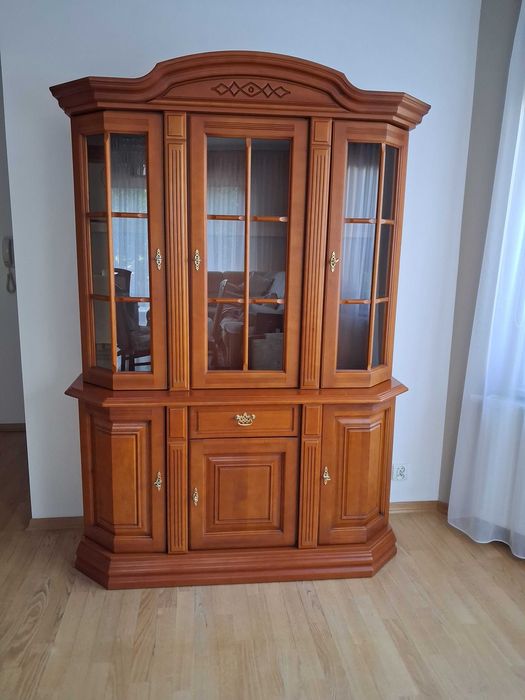 Komplet mebli do salonu–witryna + szafka RTV–stan bardzo dobry, drewno