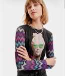 Лонгслів Desigual з довгим рукавом Desigual, з люрексовою ниткою