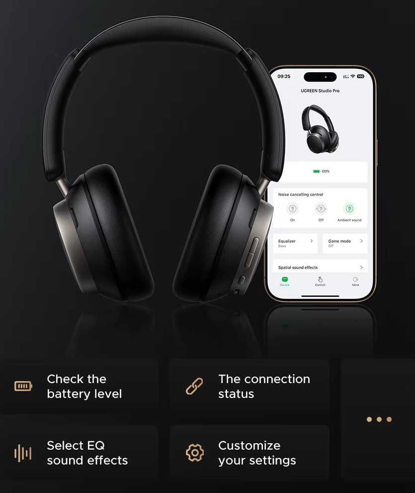 Навушники Ugreen Studio Pro (Dual Driver, LDAC Hi-Res, NC, BT 6, 120h)