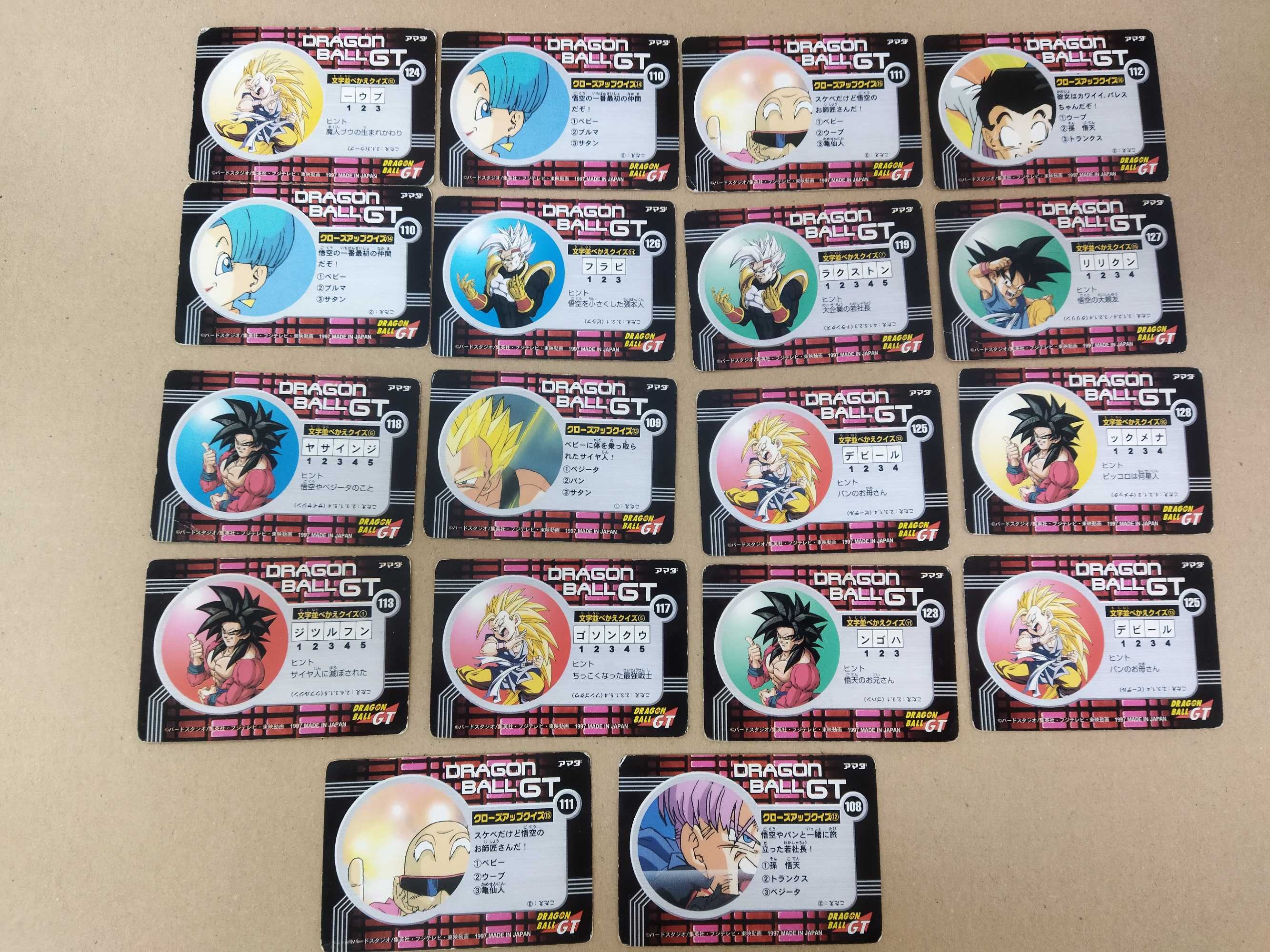 18 Cartas DragonBall GT made in Japan 1997