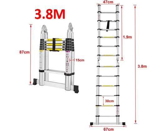 Escada /Escadote telescópica extensível 3.8M - Novas!
