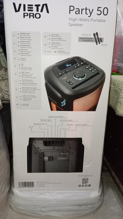 Vieta Pro Party 50 High-Watts Speaker Selado C/ Microfone