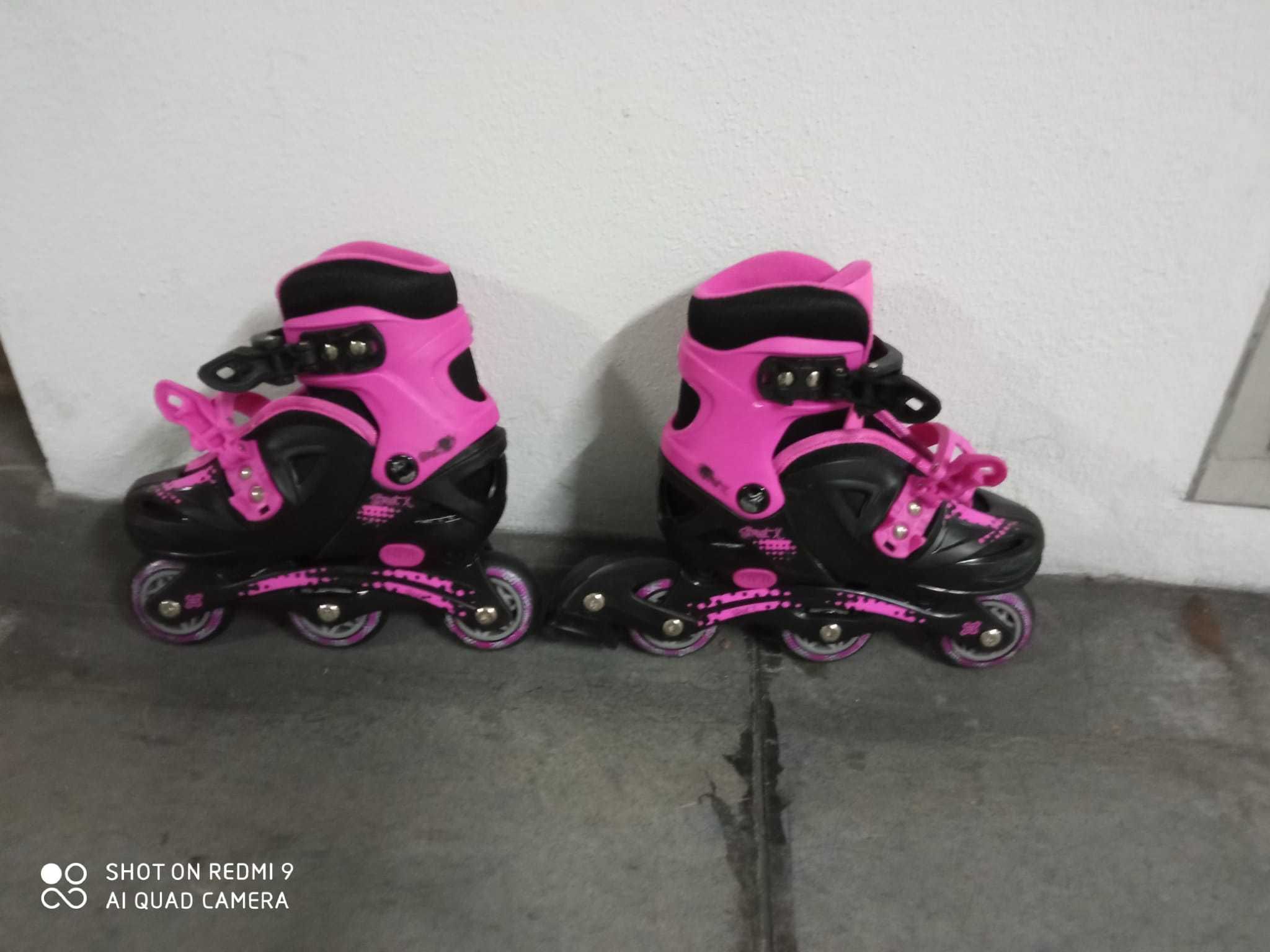 Patins em roda de menina - Usados apenas 3 vezes