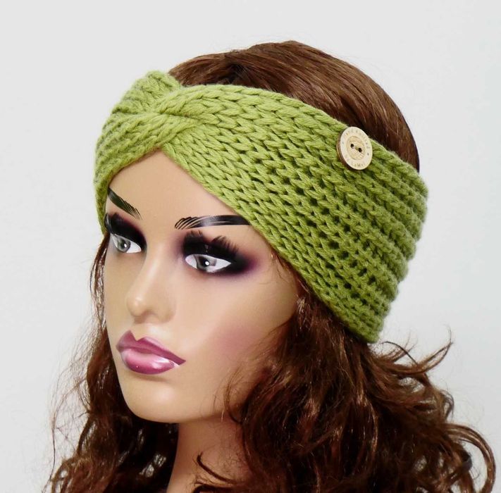 LaMel Opaska wełniana na głowę uszy handmade obw.50-54cm