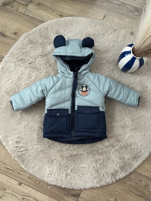 Nowa kurtka puffer niemowlęca chłopięca z kapturem ociepalana jesień