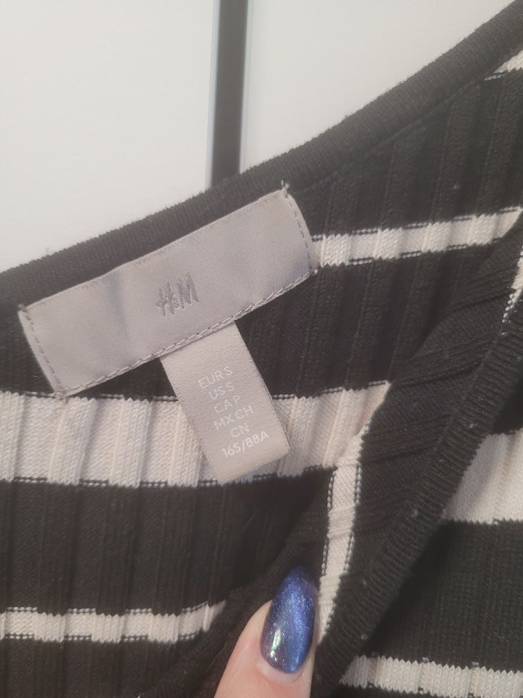 Sweterkowa dzianinowa midi sukienka w paski H&M S